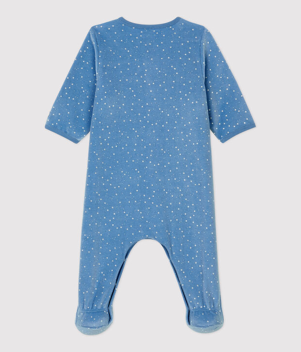 Pelele con peque&ntilde;as estrellas de beb&eacute; de terciopelo de algod&oacute;n org&aacute;nico azul/blanco